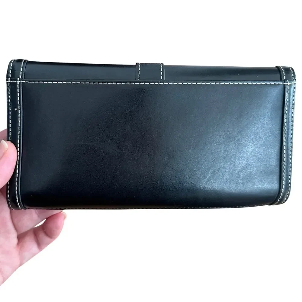 Black Long Wallet Snap Closure Ann Taylor LOFT